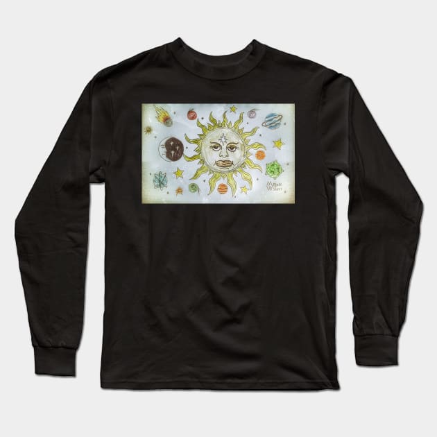 The sun, moon, planets and stars Long Sleeve T-Shirt by Matt Starr Fine Art